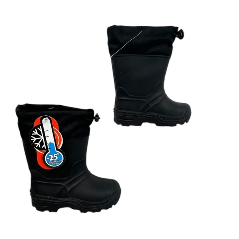 Wonder Nation Unisex Size 7 Black Winter Insulated To -25 degrees Rubber Boots